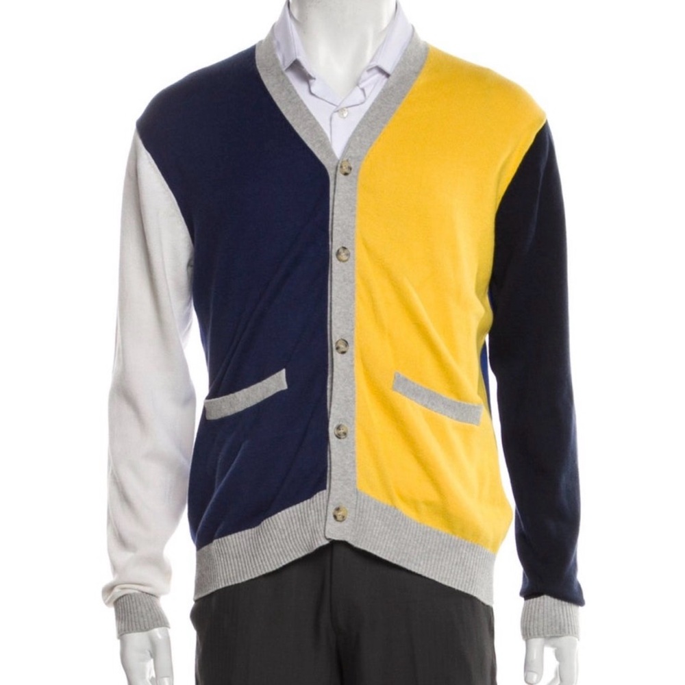 Beams Colorblock Cardigan with Pockets
